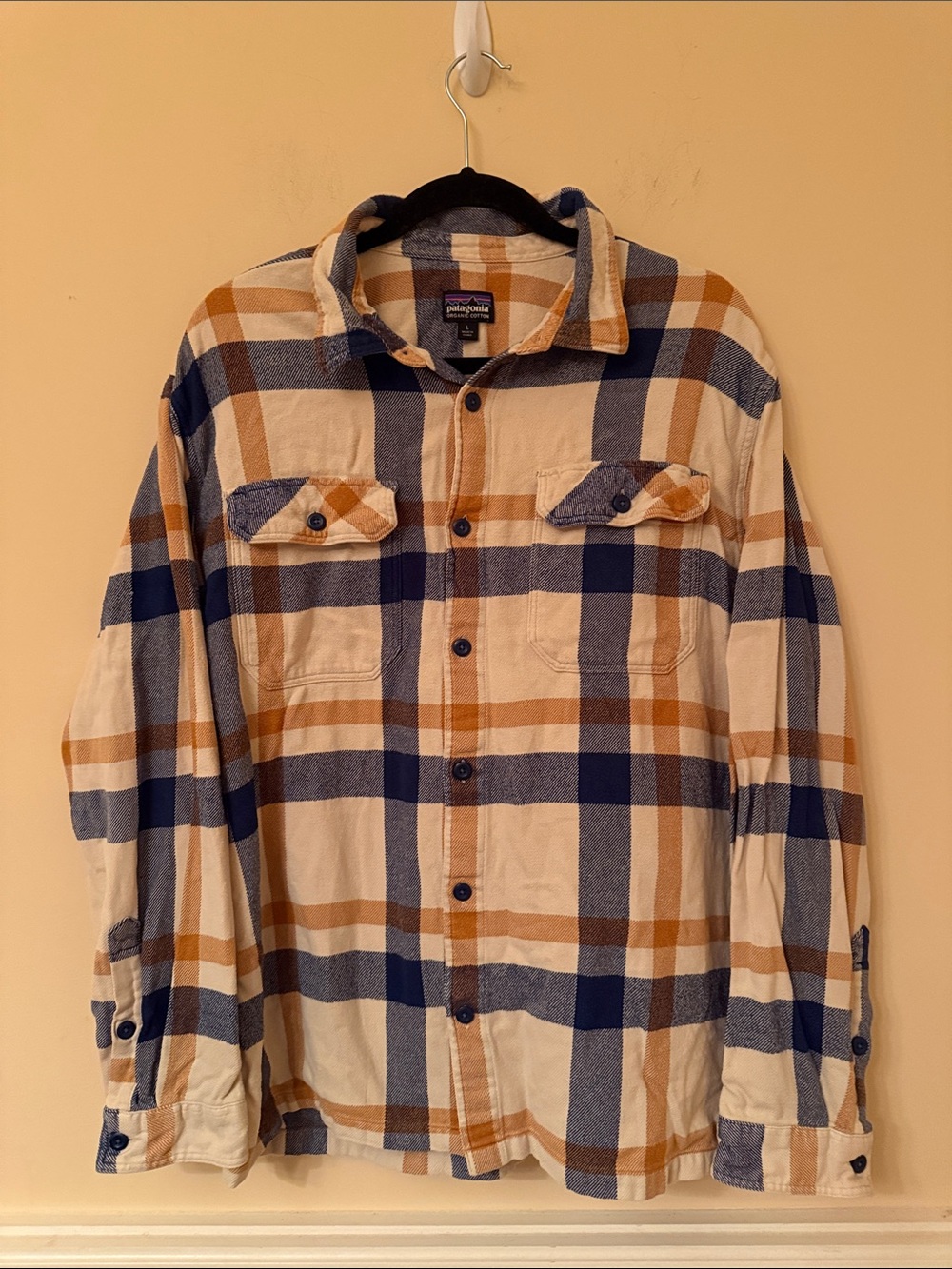 Patagonia‎ Plaid Flannel Shirt - Cream, Navy & Tan
